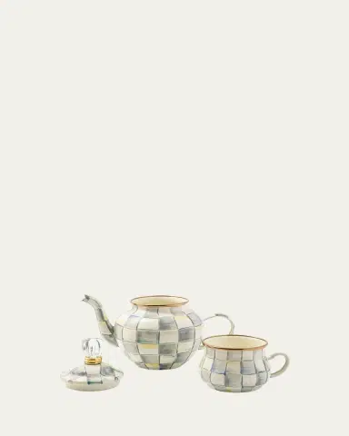 MacKenzie-Childs Sterling Check Enamel High Tea | Thumbnail 2 MacKenzie-Childs Sterling Check Enamel High Tea | Thumbnail 2