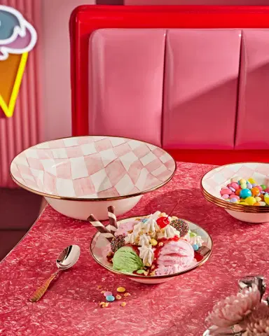 MacKenzie-Childs Rosy Check Enamel Serving Bowl | Thumbnail 4 MacKenzie-Childs Rosy Check Enamel Serving Bowl | Thumbnail 4