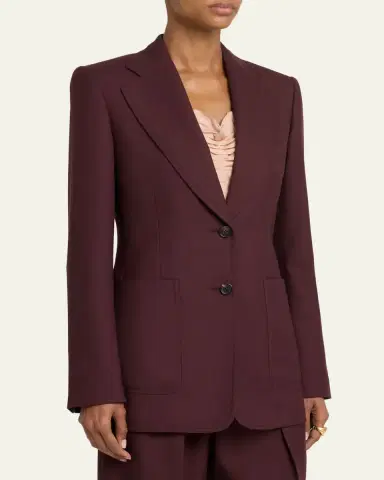 Chloé Wool Gabardine Single-Breasted Blazer Jacket | Thumbnail 4 Chloé Wool Gabardine Single-Breasted Blazer Jacket | Thumbnail 4