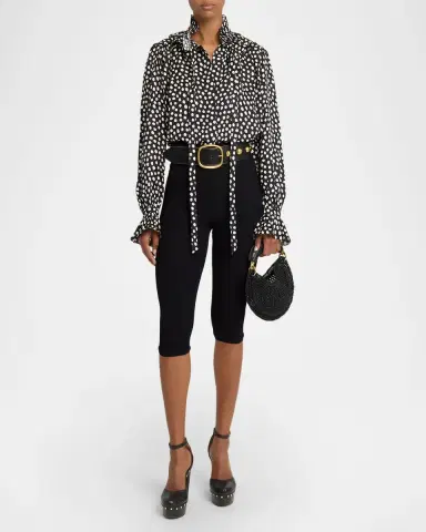 Chloé Dots-Print Silk Jacquard Ruffle Blouse | Thumbnail 6 Chloé Dots-Print Silk Jacquard Ruffle Blouse | Thumbnail 6