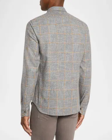 Kiton Men's Windowpane Snap-Front Overshirt | Thumbnail 2 Kiton Men's Windowpane Snap-Front Overshirt | Thumbnail 2