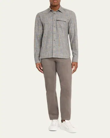 Kiton Men's Windowpane Snap-Front Overshirt | Thumbnail 6 Kiton Men's Windowpane Snap-Front Overshirt | Thumbnail 6