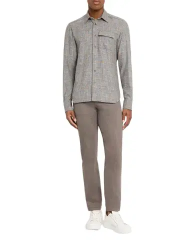 Kiton Men's Windowpane Snap-Front Overshirt | Thumbnail 1 Kiton Men's Windowpane Snap-Front Overshirt | Thumbnail 1
