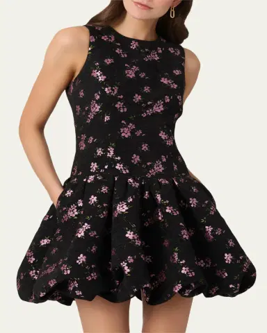 Shoshanna Raffaella Velvet Jacquard Bubble Mini Dress | Thumbnail 3 Shoshanna Raffaella Velvet Jacquard Bubble Mini Dress | Thumbnail 3
