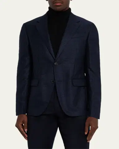 ZEGNA Men's Cashmere and Silk Tonal Check Sport Coat | Thumbnail 4 ZEGNA Men's Cashmere and Silk Tonal Check Sport Coat | Thumbnail 4