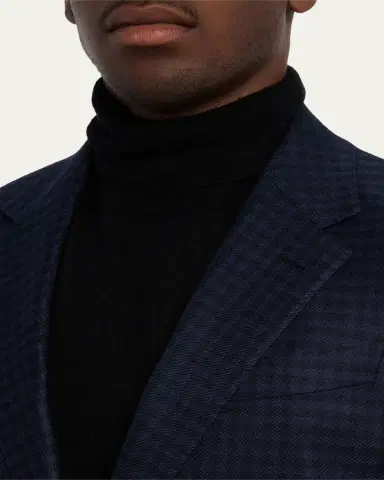 ZEGNA Men's Cashmere and Silk Tonal Check Sport Coat | Thumbnail 5 ZEGNA Men's Cashmere and Silk Tonal Check Sport Coat | Thumbnail 5
