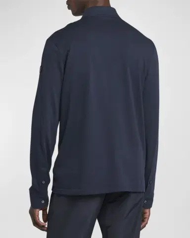 Moncler Men's Cashmere Long-Sleeve Polo Shirt | Thumbnail 2 Moncler Men's Cashmere Long-Sleeve Polo Shirt | Thumbnail 2