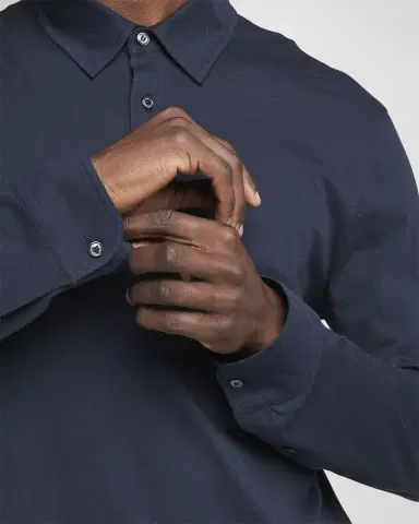Moncler Men's Cashmere Long-Sleeve Polo Shirt | Thumbnail 4 Moncler Men's Cashmere Long-Sleeve Polo Shirt | Thumbnail 4
