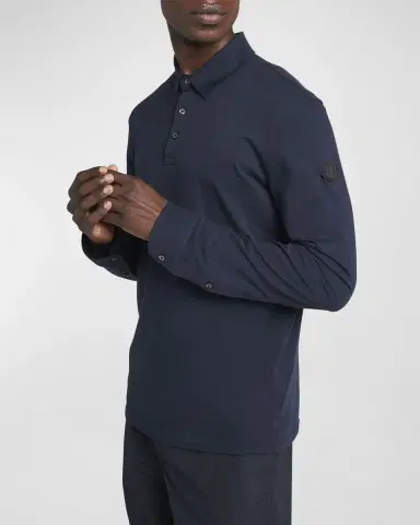 Moncler Men's Cashmere Long-Sleeve Polo Shirt | Thumbnail 5 Moncler Men's Cashmere Long-Sleeve Polo Shirt | Thumbnail 5