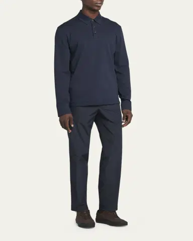 Moncler Men's Cashmere Long-Sleeve Polo Shirt | Thumbnail 7 Moncler Men's Cashmere Long-Sleeve Polo Shirt | Thumbnail 7