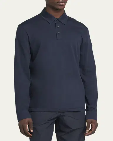 Moncler Men's Cashmere Long-Sleeve Polo Shirt | Thumbnail 9 Moncler Men's Cashmere Long-Sleeve Polo Shirt | Thumbnail 9
