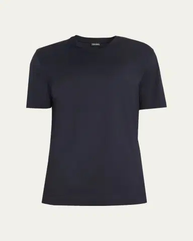 Zegna Men's Cotton Jersey Crewneck T-Shirt | Thumbnail 5 Zegna Men's Cotton Jersey Crewneck T-Shirt | Thumbnail 5