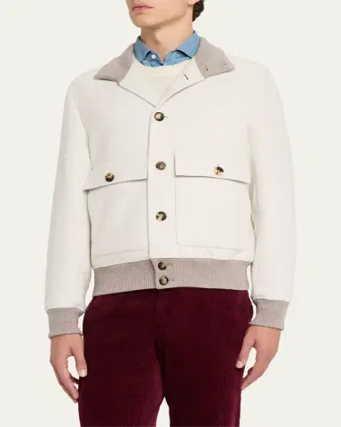 Brunello Cucinelli Men's Wool Button-Front Jacket | Thumbnail 4 Brunello Cucinelli Men's Wool Button-Front Jacket | Thumbnail 4