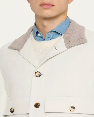 Brunello Cucinelli Men's Wool Button-Front Jacket | Thumbnail 5 Brunello Cucinelli Men's Wool Button-Front Jacket | Thumbnail 5