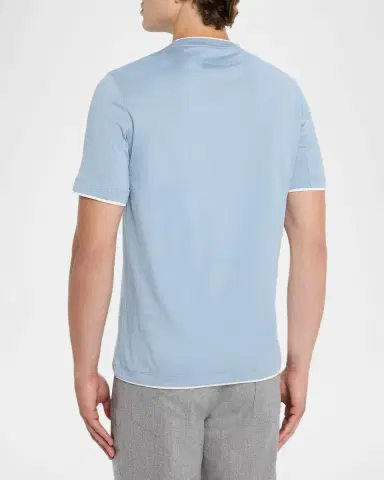 Brunello Cucinelli Men's Slim Fit Tipped T-Shirt | Thumbnail 2 Brunello Cucinelli Men's Slim Fit Tipped T-Shirt | Thumbnail 2