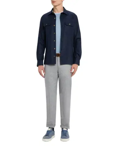 Brunello Cucinelli Men's Slim Fit Tipped T-Shirt | Thumbnail 1 Brunello Cucinelli Men's Slim Fit Tipped T-Shirt | Thumbnail 1