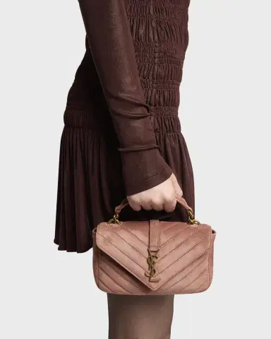 Saint Laurent College Mini Chain Shoulder Bag in Suede | Thumbnail 16 Saint Laurent College Mini Chain Shoulder Bag in Suede | Thumbnail 16