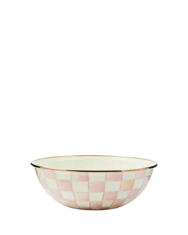 MacKenzie-Childs Rosy Check Enamel Everyday Bowl, Medium | Thumbnail 1 MacKenzie-Childs Rosy Check Enamel Everyday Bowl, Medium | Thumbnail 1