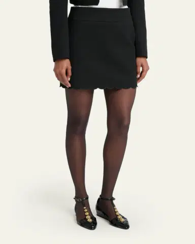 Chloé Scalloped Soft Cavalry Mini Skirt | Thumbnail 4 Chloé Scalloped Soft Cavalry Mini Skirt | Thumbnail 4