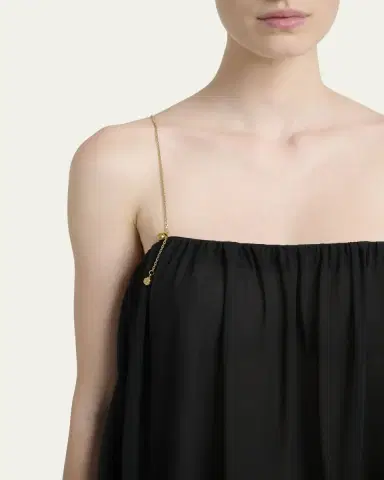 Chloé Pendant-Chain Tiered Organic Silk Georgette Backless Gown | Thumbnail 5 Chloé Pendant-Chain Tiered Organic Silk Georgette Backless Gown | Thumbnail 5