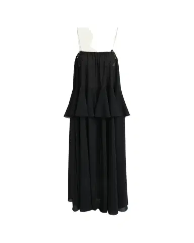 Chloé Pendant-Chain Tiered Organic Silk Georgette Backless Gown | Thumbnail 1 Chloé Pendant-Chain Tiered Organic Silk Georgette Backless Gown | Thumbnail 1