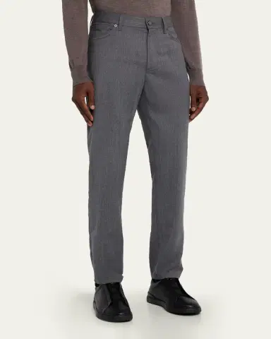 ZEGNA Men's Wool Straight Leg Five-Pocket Pants | Thumbnail 9 ZEGNA Men's Wool Straight Leg Five-Pocket Pants | Thumbnail 9