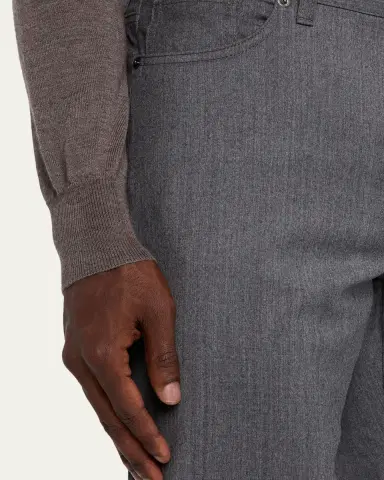 ZEGNA Men's Wool Straight Leg Five-Pocket Pants | Thumbnail 10 ZEGNA Men's Wool Straight Leg Five-Pocket Pants | Thumbnail 10