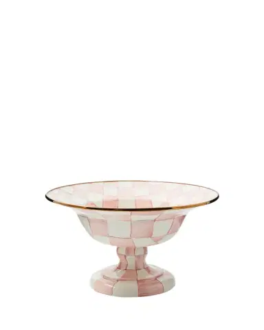 MacKenzie-Childs Rosy Check Enamel Compote Bowl, Large | Thumbnail 1 MacKenzie-Childs Rosy Check Enamel Compote Bowl, Large | Thumbnail 1