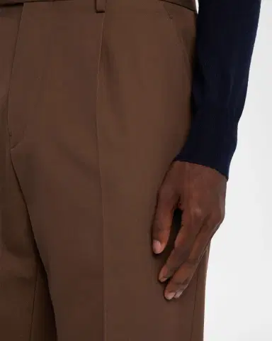 ZEGNA Men's Cotton and Wool Single-Pleated Trousers | Thumbnail 4 ZEGNA Men's Cotton and Wool Single-Pleated Trousers | Thumbnail 4