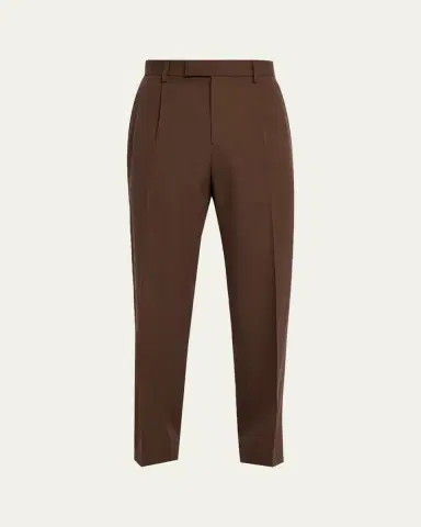 ZEGNA Men's Cotton and Wool Single-Pleated Trousers | Thumbnail 5 ZEGNA Men's Cotton and Wool Single-Pleated Trousers | Thumbnail 5