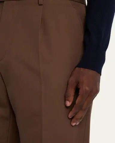 ZEGNA Men's Cotton and Wool Single-Pleated Trousers | Thumbnail 9 ZEGNA Men's Cotton and Wool Single-Pleated Trousers | Thumbnail 9