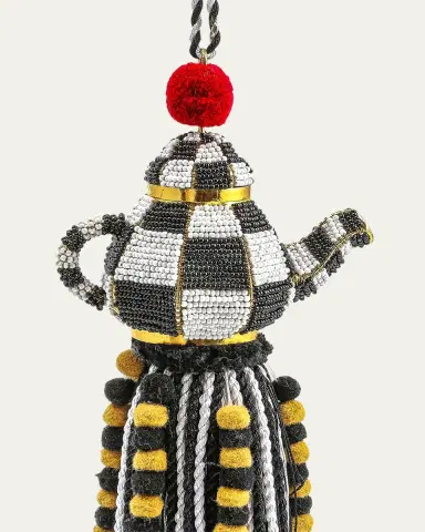 MacKenzie-Childs Courtly Check Tea Kettle Beaded Tassel | Thumbnail 2 MacKenzie-Childs Courtly Check Tea Kettle Beaded Tassel | Thumbnail 2