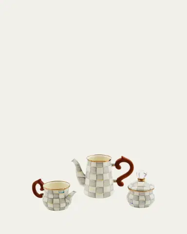 MacKenzie-Childs Sterling Check Stackable Coffee Set | Thumbnail 2 MacKenzie-Childs Sterling Check Stackable Coffee Set | Thumbnail 2