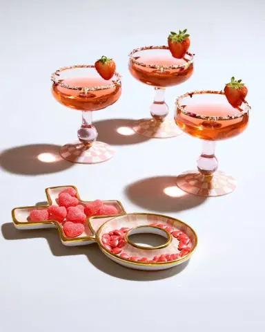MacKenzie-Childs Rosy Check Coupe Glass | Thumbnail 5 MacKenzie-Childs Rosy Check Coupe Glass | Thumbnail 5