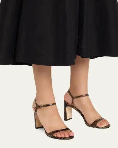 Stuart Weitzman Babette Snake-Embossed Leather Sandals | Thumbnail 2 Stuart Weitzman Babette Snake-Embossed Leather Sandals | Thumbnail 2