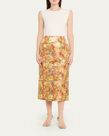 Markarian Tammy Metallic Floral Jacquard Midi Skirt | Thumbnail 2 Markarian Tammy Metallic Floral Jacquard Midi Skirt | Thumbnail 2