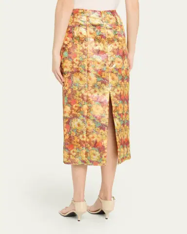Markarian Tammy Metallic Floral Jacquard Midi Skirt | Thumbnail 3 Markarian Tammy Metallic Floral Jacquard Midi Skirt | Thumbnail 3