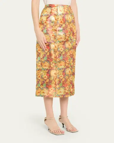 Markarian Tammy Metallic Floral Jacquard Midi Skirt | Thumbnail 4 Markarian Tammy Metallic Floral Jacquard Midi Skirt | Thumbnail 4