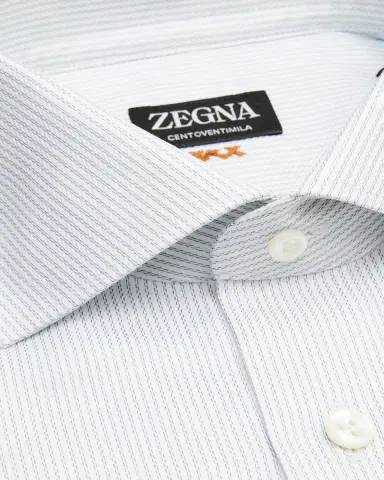 ZEGNA Men's Narrow Stripe Centoventimila Cotton Dress Shirt | Thumbnail 3 ZEGNA Men's Narrow Stripe Centoventimila Cotton Dress Shirt | Thumbnail 3