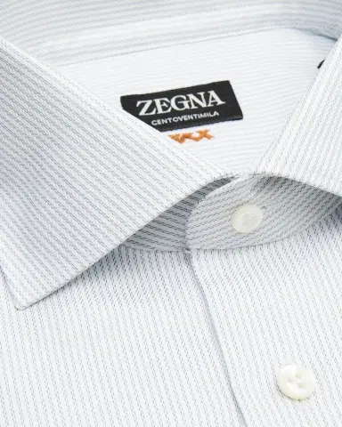 ZEGNA Men's Narrow Stripe Centoventimila Cotton Dress Shirt | Thumbnail 1 ZEGNA Men's Narrow Stripe Centoventimila Cotton Dress Shirt | Thumbnail 1