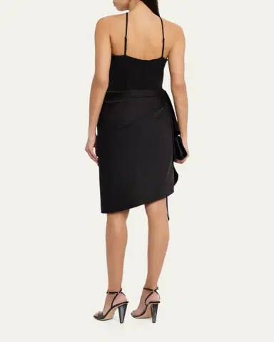 Aidan Mattox Draped High-Low Halter Midi Dress | Thumbnail 3 Aidan Mattox Draped High-Low Halter Midi Dress | Thumbnail 3