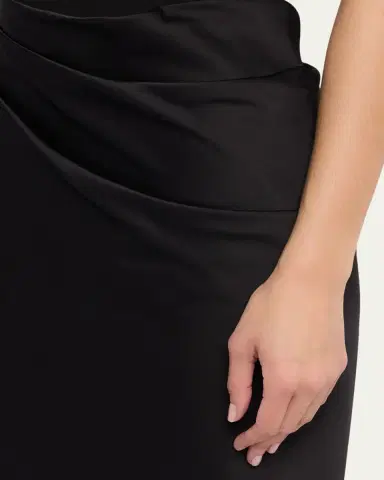 Aidan Mattox Draped High-Low Halter Midi Dress | Thumbnail 5 Aidan Mattox Draped High-Low Halter Midi Dress | Thumbnail 5