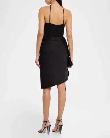 Aidan Mattox Draped High-Low Halter Midi Dress | Thumbnail 7 Aidan Mattox Draped High-Low Halter Midi Dress | Thumbnail 7