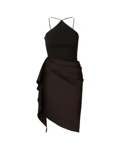 Aidan Mattox Draped High-Low Halter Midi Dress | Thumbnail 1 Aidan Mattox Draped High-Low Halter Midi Dress | Thumbnail 1