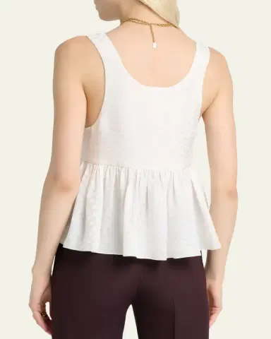 Chloé Dot Silk Jacquard Sleeveless Peplum Blouse | Thumbnail 3 Chloé Dot Silk Jacquard Sleeveless Peplum Blouse | Thumbnail 3