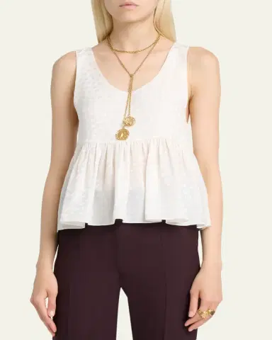 Chloé Dot Silk Jacquard Sleeveless Peplum Blouse | Thumbnail 4 Chloé Dot Silk Jacquard Sleeveless Peplum Blouse | Thumbnail 4