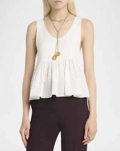 Chloé Dot Silk Jacquard Sleeveless Peplum Blouse | Thumbnail 8 Chloé Dot Silk Jacquard Sleeveless Peplum Blouse | Thumbnail 8