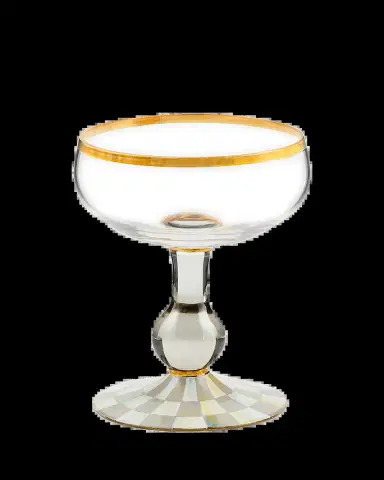 MacKenzie-Childs Sterling Check Coupe Glass | Thumbnail 2 MacKenzie-Childs Sterling Check Coupe Glass | Thumbnail 2