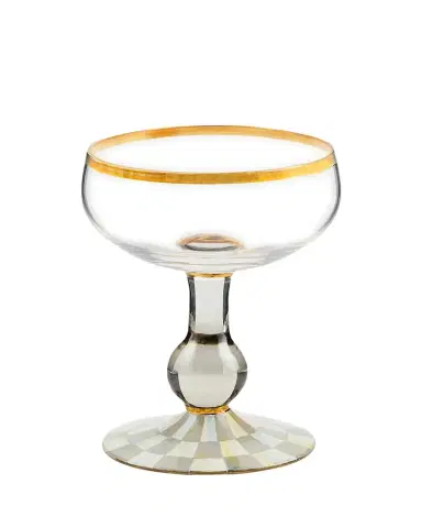 MacKenzie-Childs Sterling Check Coupe Glass | Thumbnail 1 MacKenzie-Childs Sterling Check Coupe Glass | Thumbnail 1