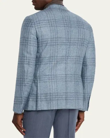 Zegna Men's Maxi-Plaid Woven Patch-Pocket Sport Coat | Thumbnail 3 Zegna Men's Maxi-Plaid Woven Patch-Pocket Sport Coat | Thumbnail 3
